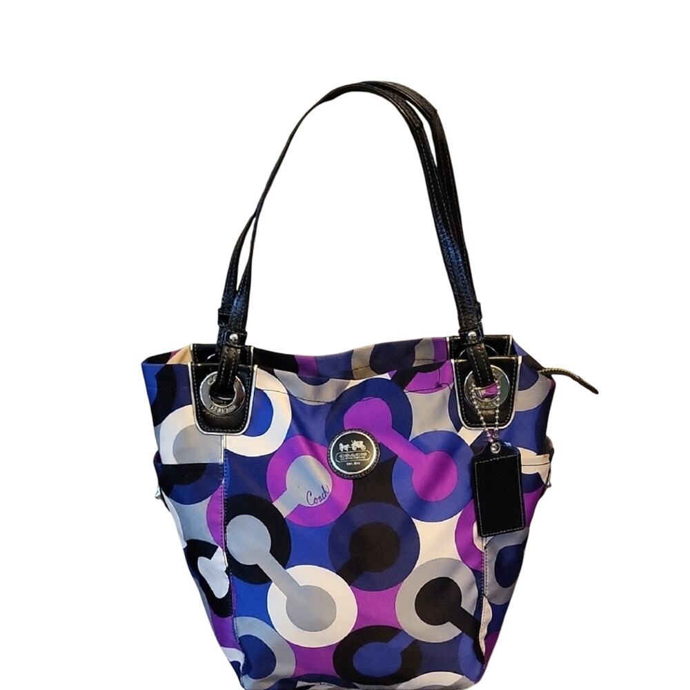 Coach Alex Op Art C Monogram Handbag Tote Bag Purse